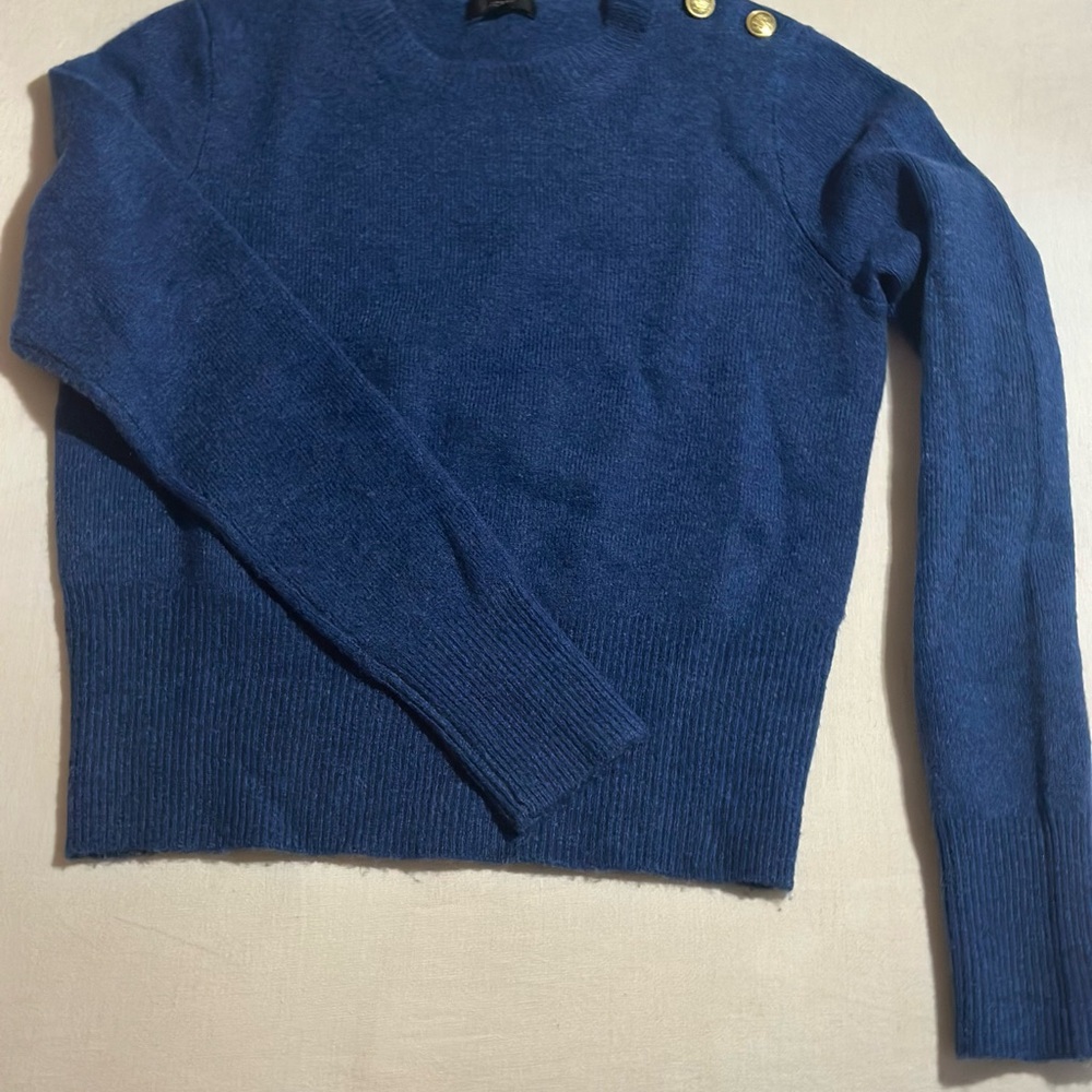 J. Crew Royal Blue Sweater with Gold Button Accents - Picture 10 of 10